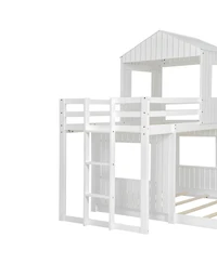 Streamdale Furniture Wooden Twin Over Full Bunk Bed with Playhouse
