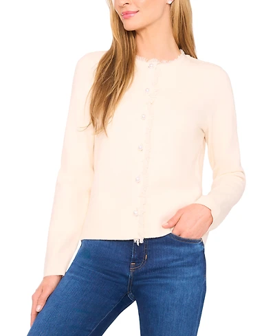 CeCe Women's Fringe Long Sleeves Cardigan