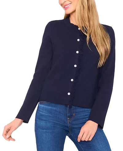 CeCe Women's Fringe Long Sleeves Cardigan