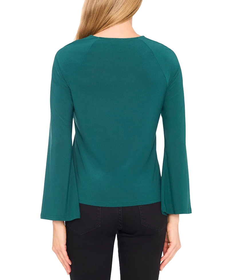 CeCe Women's Imitation Pearl Bow Long-Sleeve Knit Top