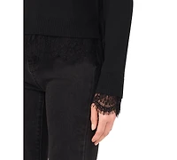 CeCe Women's Lace Hem Long Sleeves Sweater