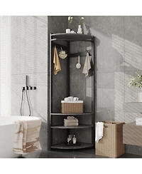 3-in-1 Narrow Corner Coat Rack Stand with Shoe Bench & Storage Shelf - 70.8" Tall Entryway Organizer for Hallway, Bedroom, Living Room