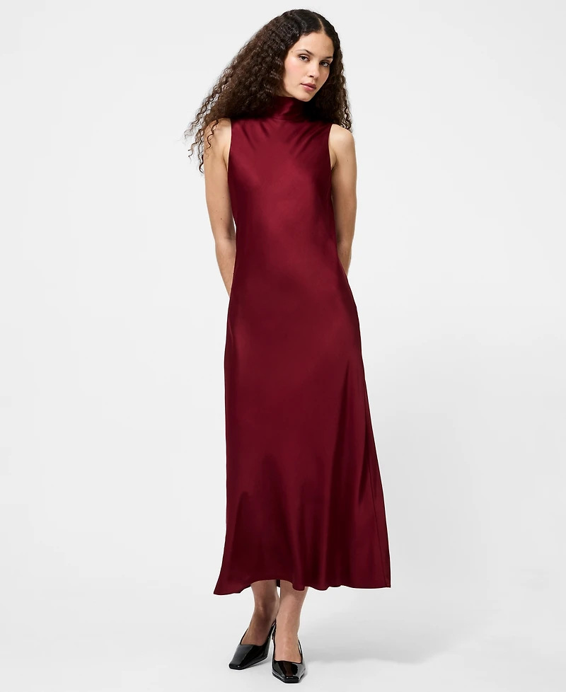 French Connection Women's Ennis Satin Sleeveless Bow Midi Dress
