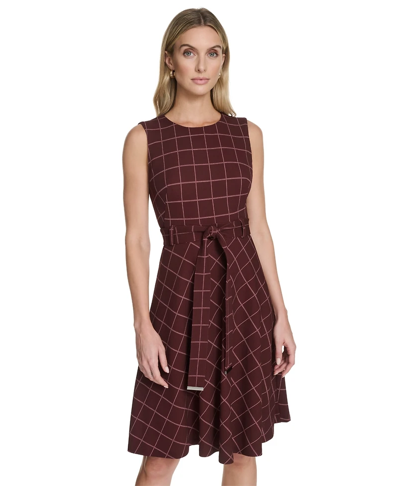 Calvin Klein Women's Belted Fit and Flare Short Dress
