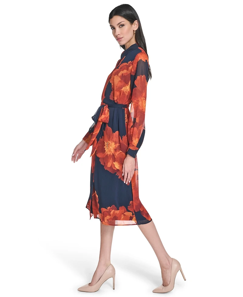 Calvin Klein Women's Printed Midi Shirtdress