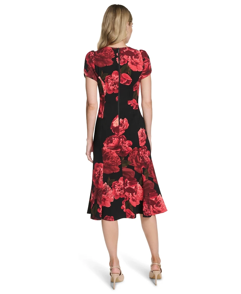 Calvin Klein Women's Printed Fit and Flare Midi Dress