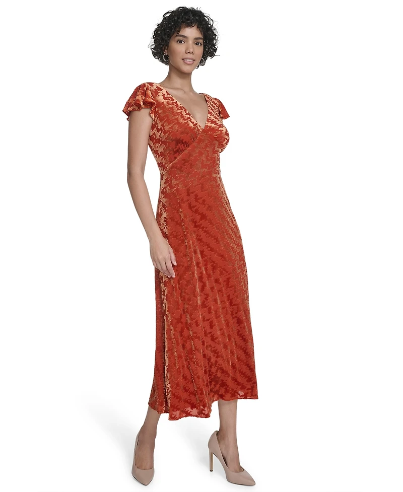 Calvin Klein Women's Flutter Sleeve Midi Dress