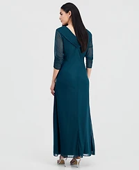 Alex Evenings Petite Portrait Collar 3/4-Sleeve Gown