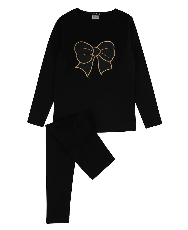 NoggiWear Little/Big Girls Puffy Bow Loungewear Set