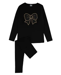 NoggiWear Little/Big Girls Puffy Bow Loungewear Set
