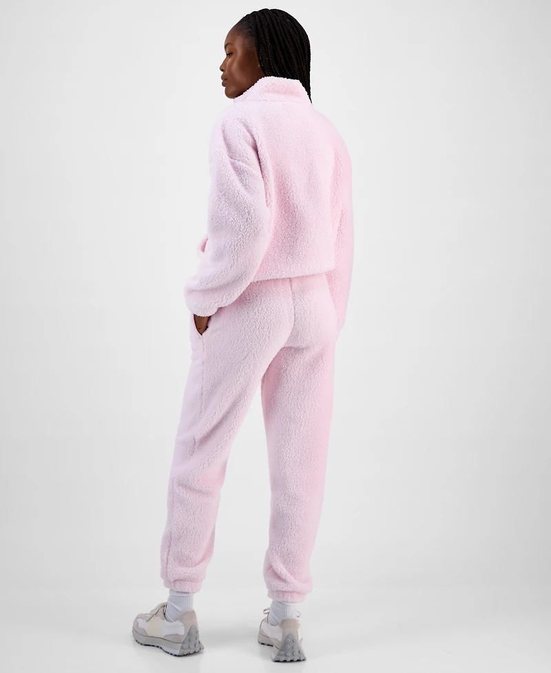 Madden Girl Juniors' Sherpa Fleece Bow Jogger Pants