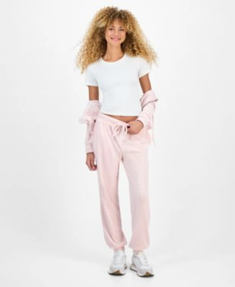 Hippie Rose Juniors Cable Velour Zip Up Hoodie Drawstring Pants