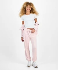 Hippie Rose Juniors Cable Velour Zip Up Hoodie Drawstring Pants