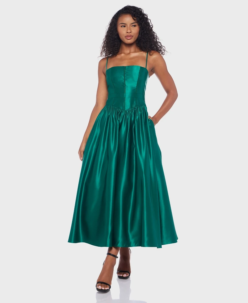 Alex & Sophia Juniors' Satin Corset Fit Flare Dress