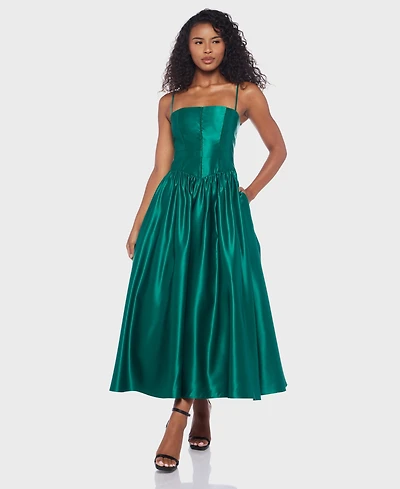 Alex & Sophia Juniors' Satin Corset Fit Flare Dress