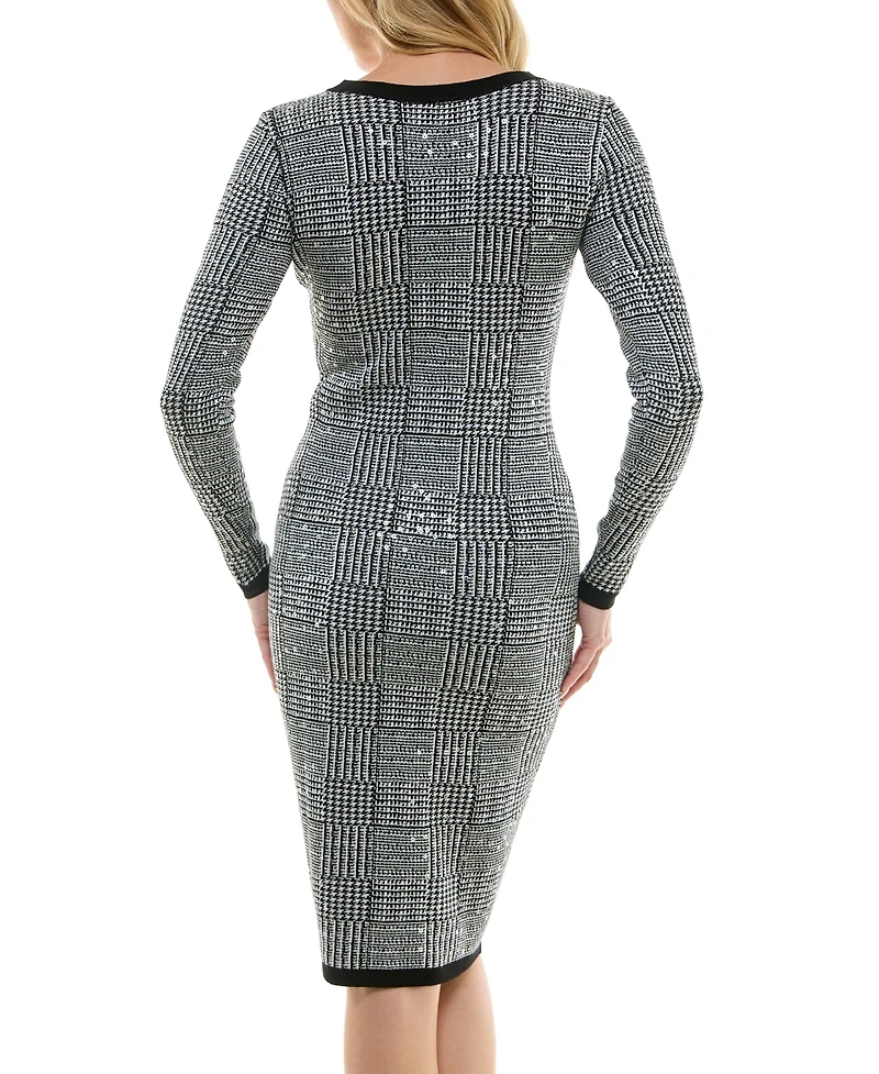 Bcx Juniors' Round-Neck Sequin-Embellished Sweater Dress