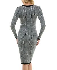 Bcx Juniors' Round-Neck Sequin-Embellished Sweater Dress