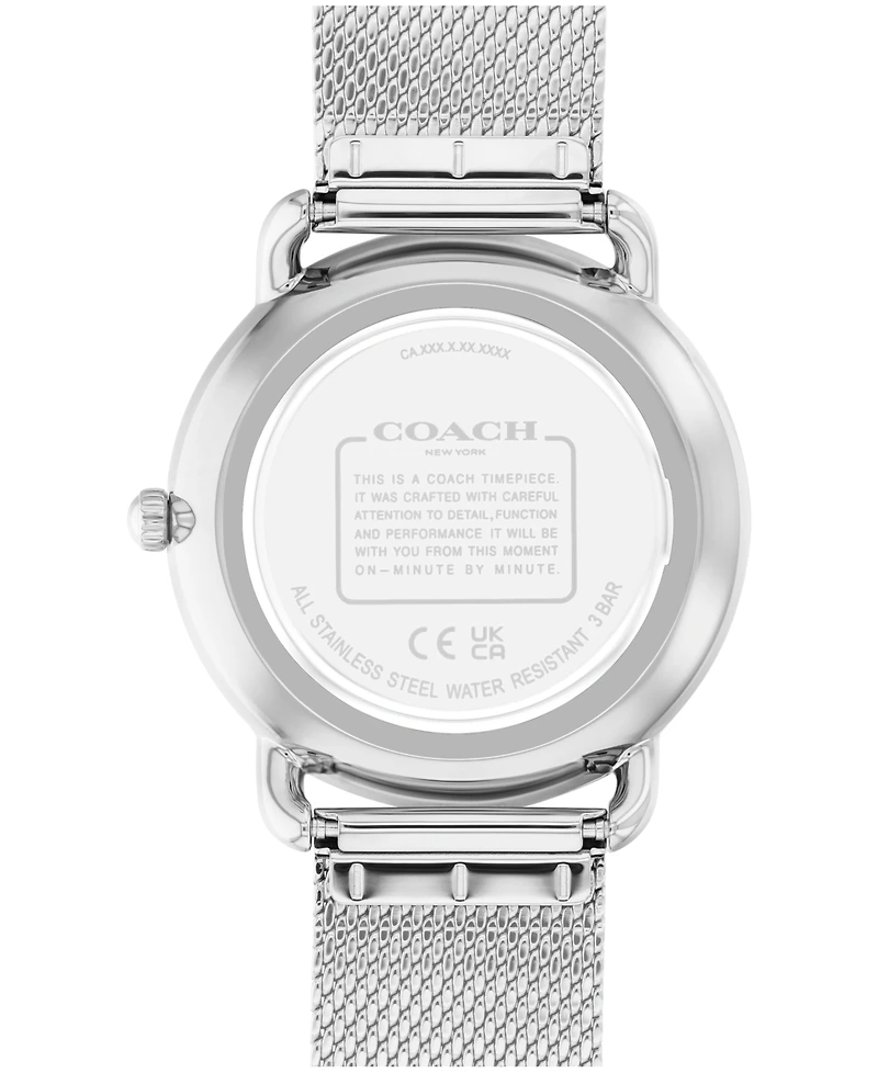 Coach Women's Elliot Silver Tone Stainless Steel Mesh Bracelet Watch, 36mm