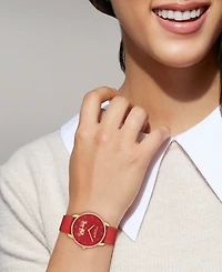 Coach Women's Elliot Red Leather Strap Watch, 36mm