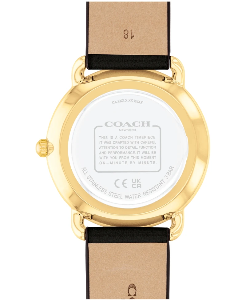 Coach Women's Elliot Black Leather Strap Watch, 36mm