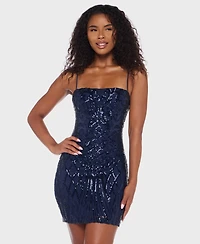 B Darlin Juniors' Sequined Chiffon-Tie Bodycon Dress