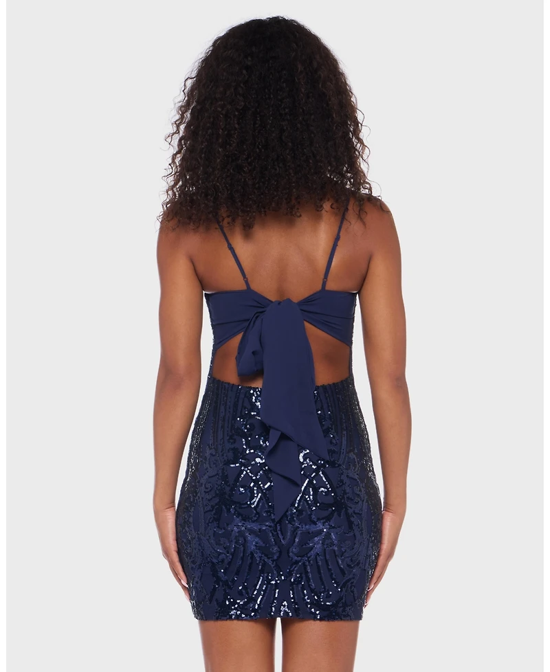 B Darlin Juniors' Sequined Chiffon-Tie Bodycon Dress