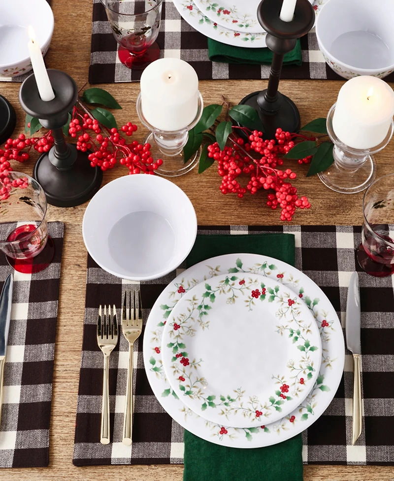 Winterberry Melamine 24 Pc. Dinnerware Set, Service for 8