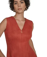 Calvin Klein Petite Scuba Suede Fit and Flare Dress