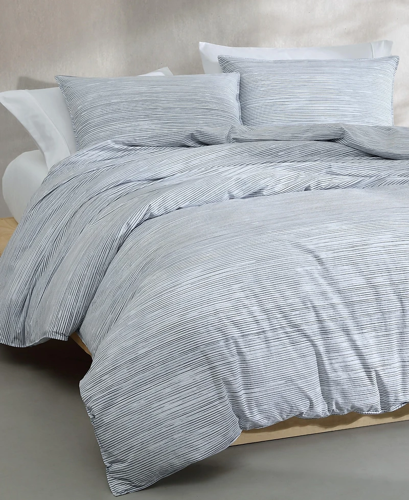 Calvin Klein Wavy Stripe Washed Percale Cotton 3-Pc. Comforter Set