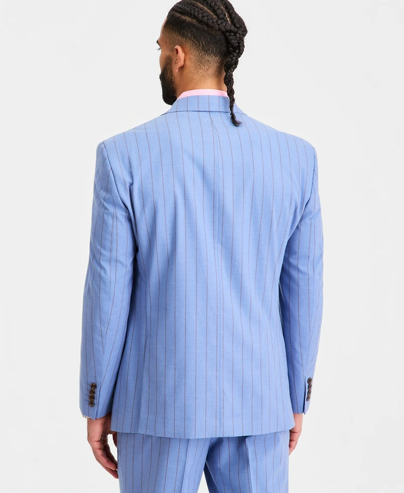 Tayion Collection Men's Classic-Fit Blue Stripe Suit Separates Jacket