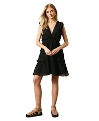 Oasis Women's Tiered Detail V-Neck Mini Dress