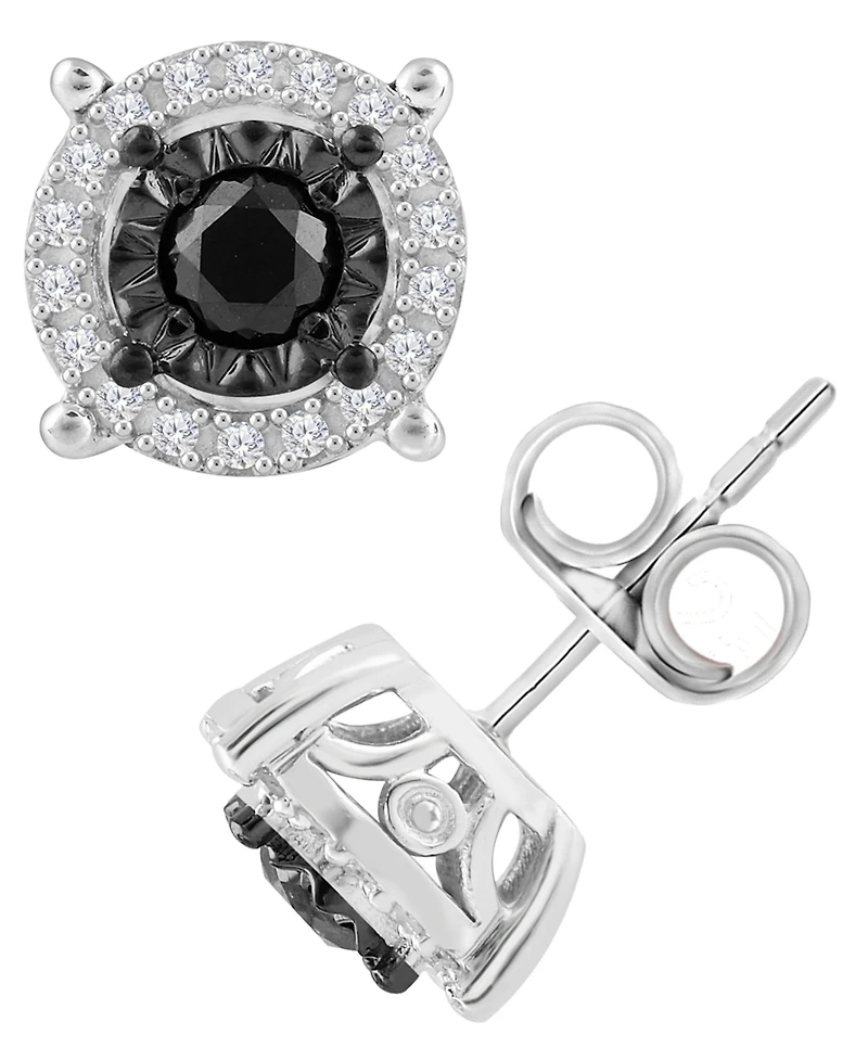 Black & White Diamond Earrings (1 ct. t.w.) in Sterling Silver