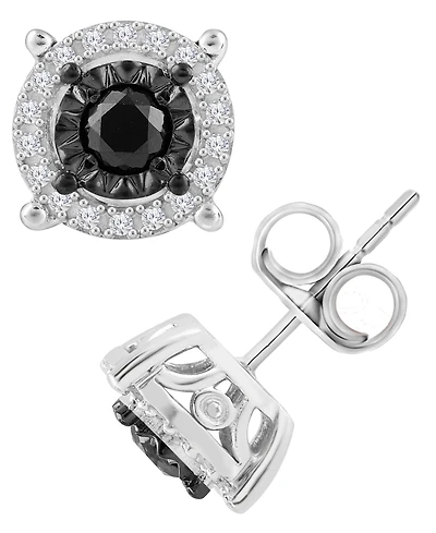 Black & White Diamond Earrings (1 ct. t.w.) in Sterling Silver