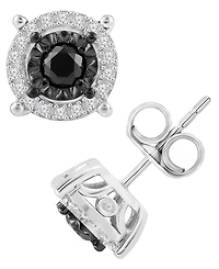 Black & White Diamond Earrings (1 ct. t.w.) in Sterling Silver