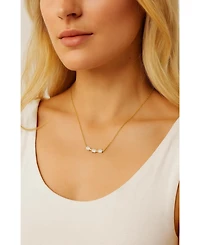 Hollywood Sensation 18K Gold Plated Sterling Silver Necklace with Three Round Cut Cubic Zirconia Stones