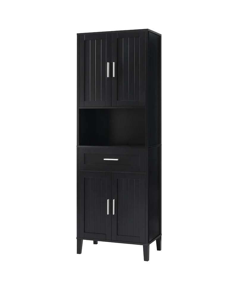 Casainc 70.9" Tall Freestanding Bathroom Cabinet with Drawer, Cabinets, 4 Soft-Close Doors, Adjustable Shelves and Open Storage