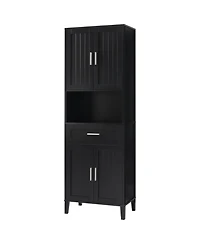 Casainc 70.9" Tall Freestanding Bathroom Cabinet with Drawer, Cabinets, 4 Soft-Close Doors, Adjustable Shelves and Open Storage