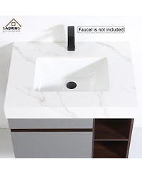 Casainc 30-Inch Wall-Mounted Bathroom Vanity with Quartz Countertop and Double Topmount Sinks