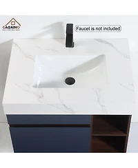 Casainc 30-Inch Wall-Mounted Bathroom Vanity with Quartz Countertop and Double Topmount Sinks