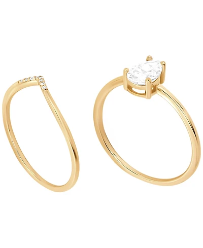 Macy's 2-Piece Cubic Zirconia Ring Set (1.25 ct. t.w.) in Sterling Silver or Gold Over Sterling Silver