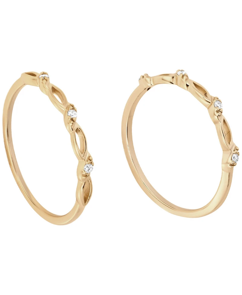Macy's 2-Piece Cubic Zirconia Marquise Stackable Ring Set (0.12 ct. t.w.) in Gold Over Sterling Silver