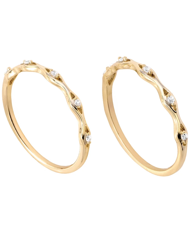Macy's 2-Piece Cubic Zirconia Stackable Ring Set (0.15 ct. t.w.) in Gold over Sterling Silver