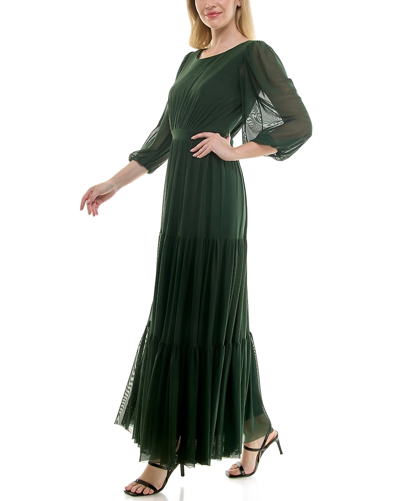 Taylor Women's Scoop Neck Tiered A-Line Dress