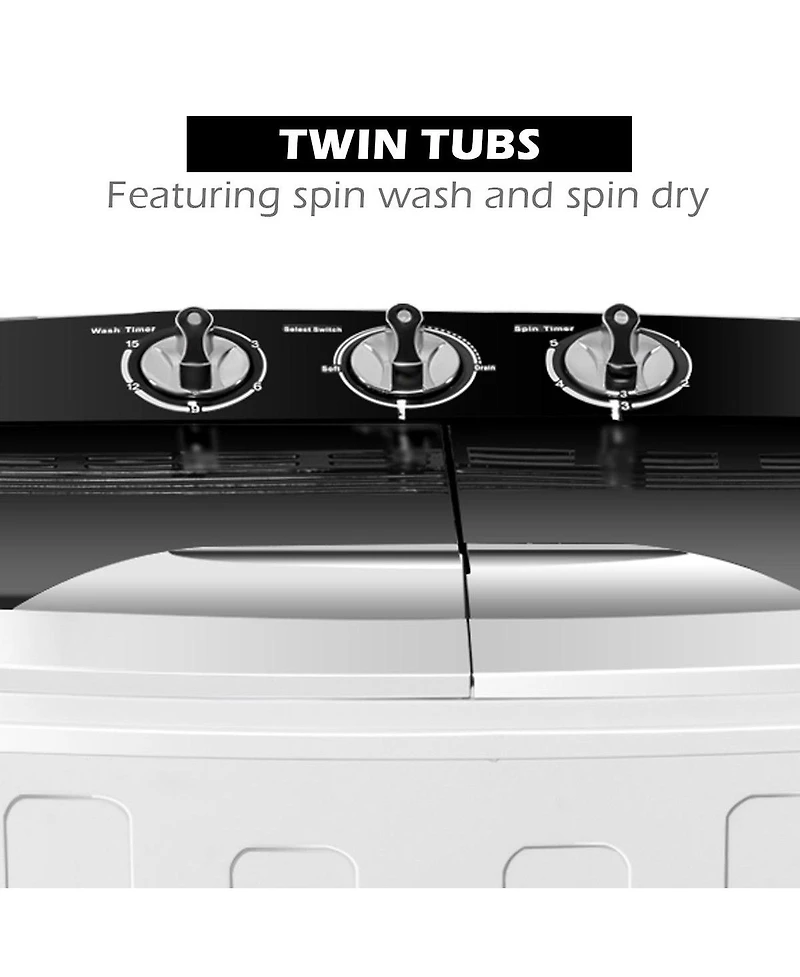 Gymax Compact Mini Twin Tub 8lbs Washing Machine Washer Spinner