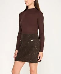 Invitee Juniors' Long-Sleeve Sequin-Skirt Sweater Dress