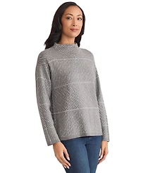 Jones New York Women's Lurex Funnel Mock Neck Sweater