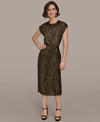 Donna Karan New York Women's Faux Wrap Metallic Burnout Skirt