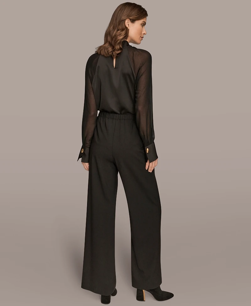 Donna Karan New York Women's Pleat Wide Leg Pull-On Pants
