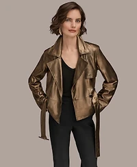 Donna Karan New York Women's Distressed Metallic Belted Jacket