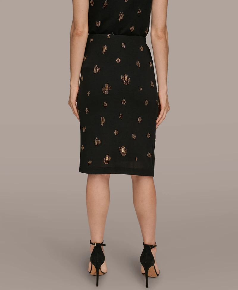 Donna Karan New York Women's Metallic Bead Embellished Pencil Skirt